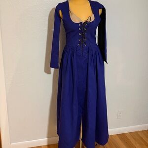 Ren Faire Corset Over Dress Blue SCA Garb Renaissance Medieval Surcoat Lace Up